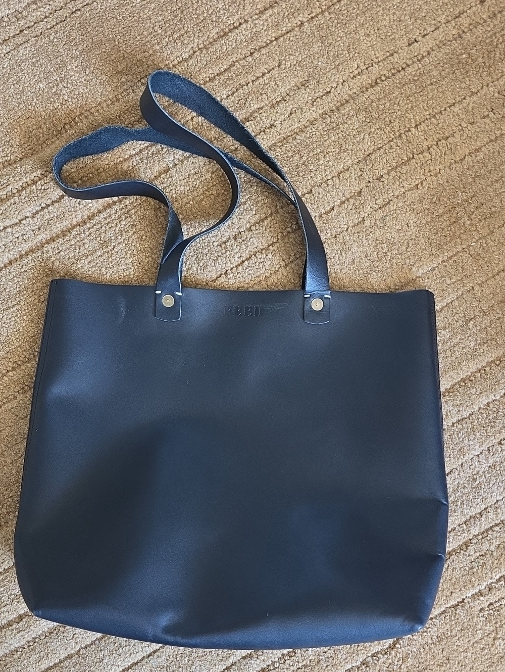 FEED Classic Black Leather-Style Tote with Dual Shoulder Straps